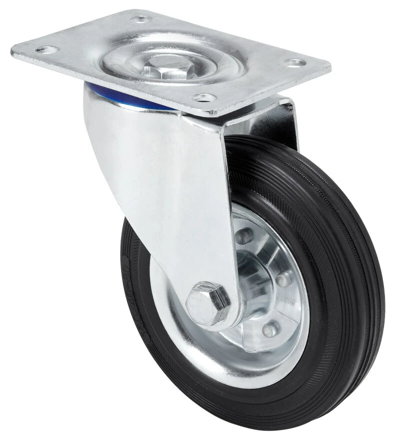 Rueda industrial alta y media carga giratoria con freno poliuretano fundido naranja abalonada menos esfuerzo al giro Alex