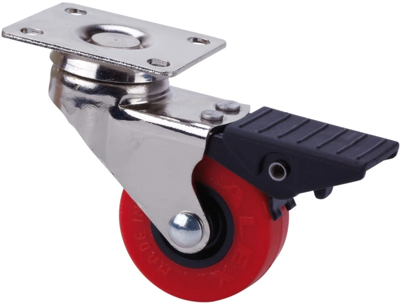 Rueda mueble auxiliar giratoria con freno poliuretano Alex