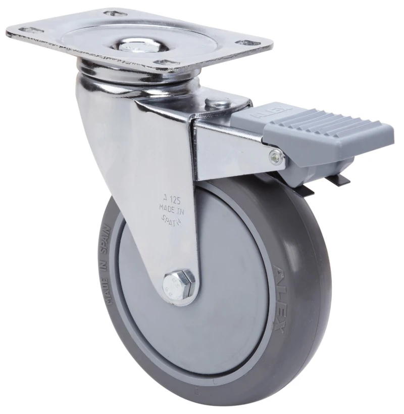 Rueda hospital giratoria con freno poliuretano Alex