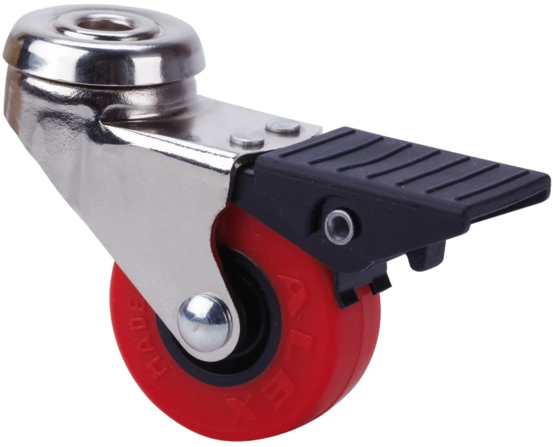 Rueda mueble auxiliar giratoria con freno poliuretano Alex