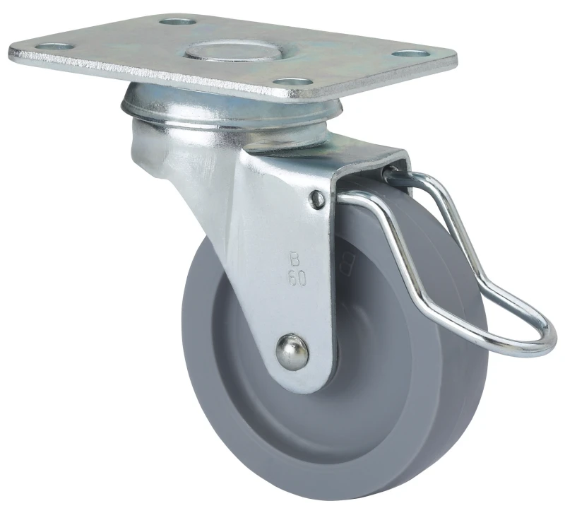 Rueda mueble auxiliar giratoria con freno polipropileno Alex