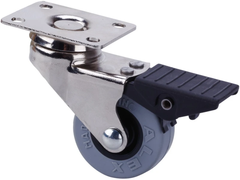 Rueda mueble auxiliar giratoria con freno goma Alex