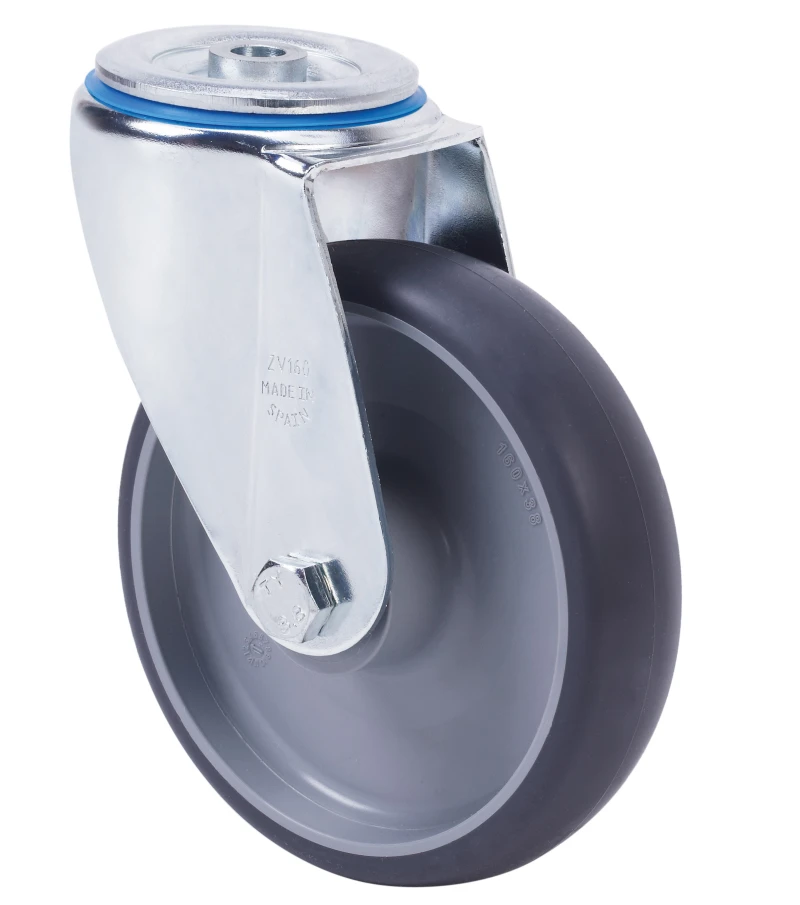 Rueda  transporte industrial agujero media carga goma gris inyectada Alex