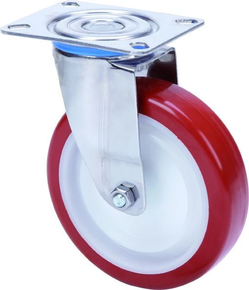 Rueda de acero inoxidable alimentación carros hostelería alta y media carga giratoria poliuretano inyectado Alex