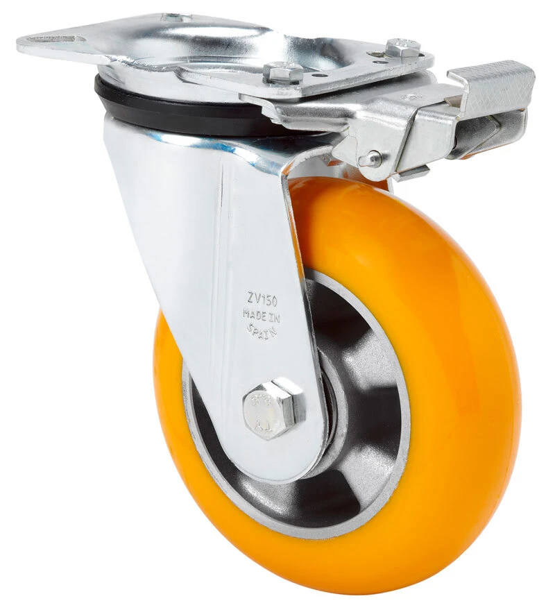 Rueda neumática remolques carros alamacén plataformas giratoria con freno  llanta metálica Alex