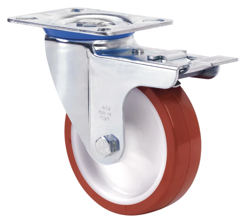 Rueda industrial giratoria con freno alta carga poliamix Alex