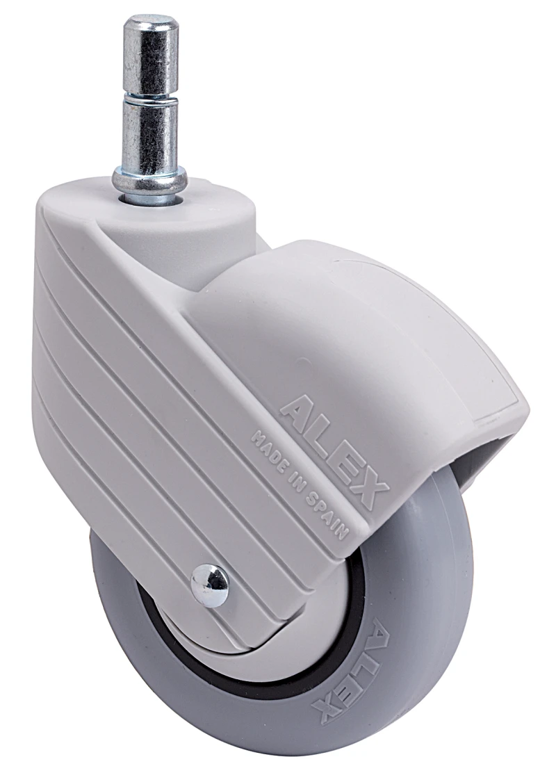 Rueda para hostelería mobiliario clínico hospitalario de espiga lisa poliamix y goma gris Alex