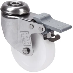 Rueda de acero inoxidable alta y media carga agujero con freno poliamix blanco Alex