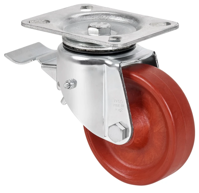 Rueda conductiva hostelería mobiliario clínico agujero con freno poliuretano gris conductivo Alex