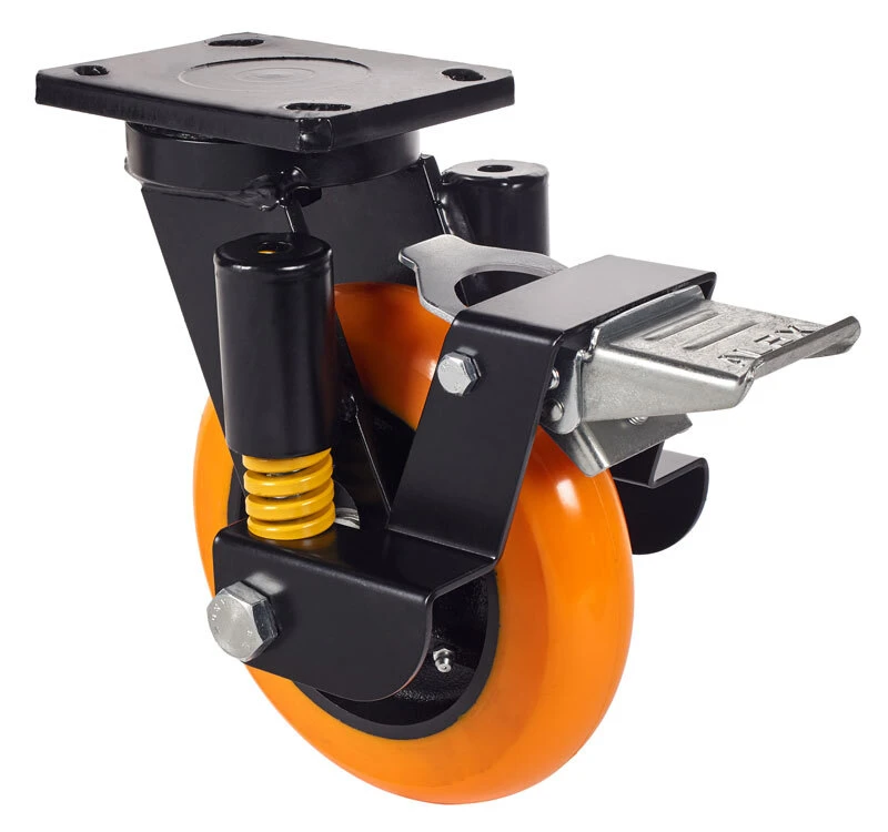 Rueda industrial factorias químicas alta y medica carga fija poliuretano fundido naranja Alex