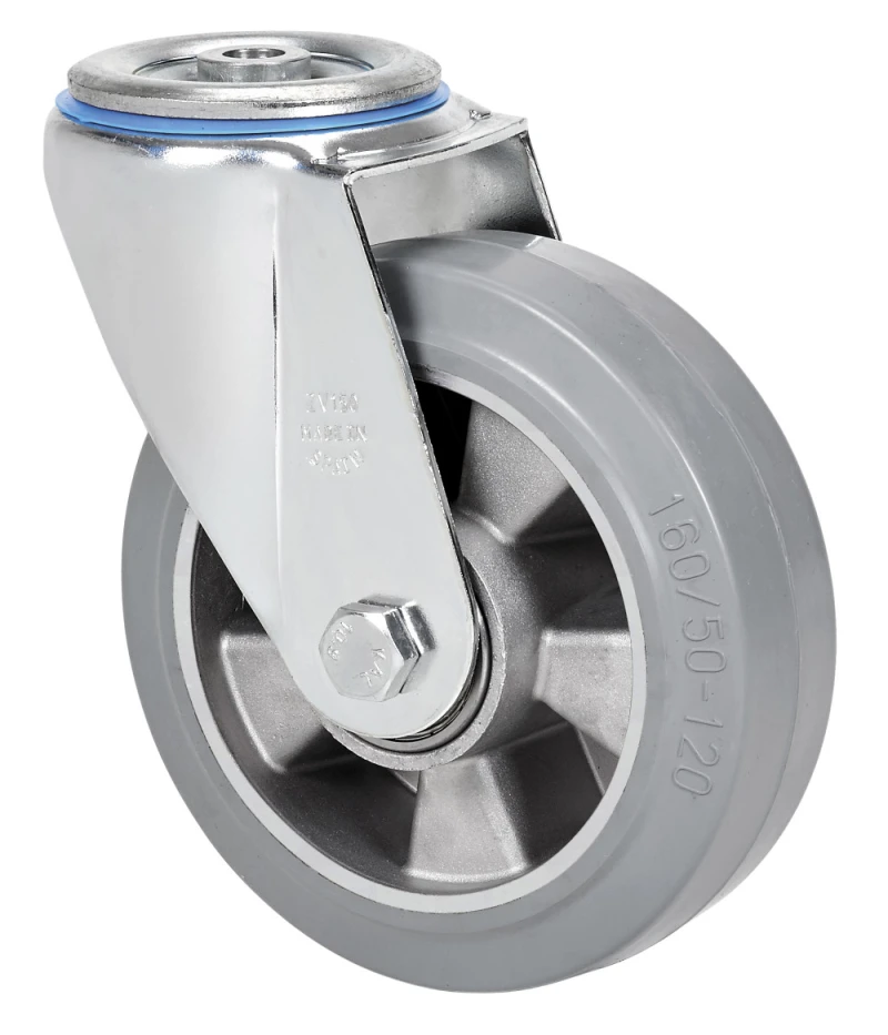 Rueda decoración giratoria con freno en chapa de acero Alex