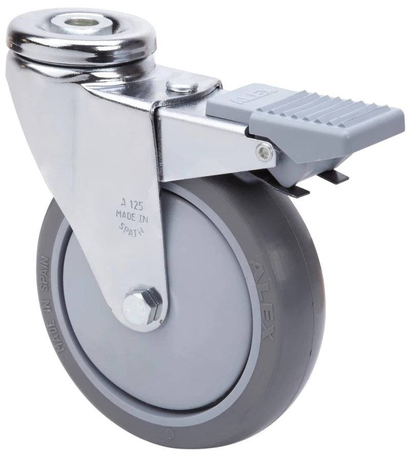 Rueda hospital giratoria con freno poliuretano Alex