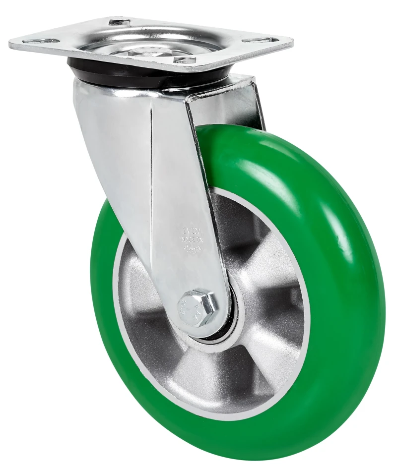 Rueda para mobiliario clínico hostelería colectividades giratoria con freno goma termoplástica gris Alex