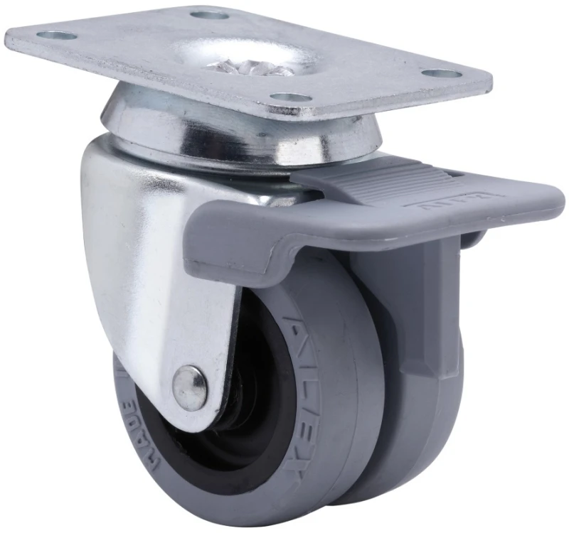 Rueda mueble auxiliar giratoria con freno goma Alex