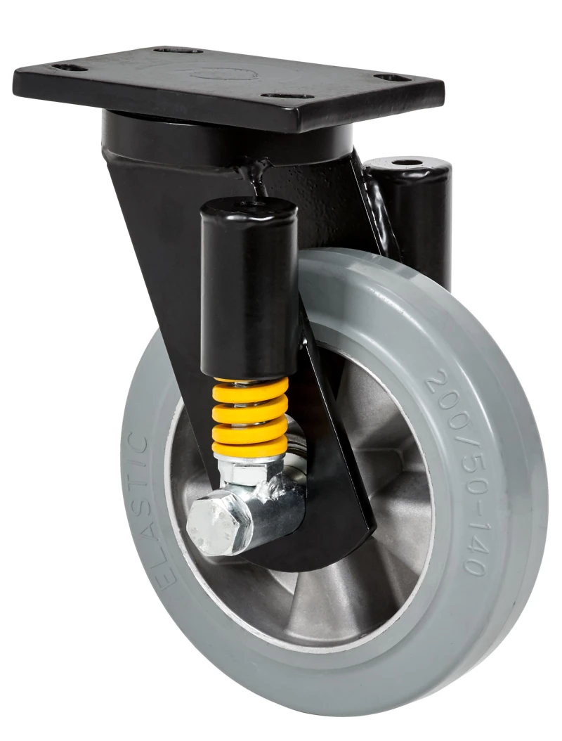 Rueda media carga industrial abalonada agujero con freno poliuretano verde fundido Alex