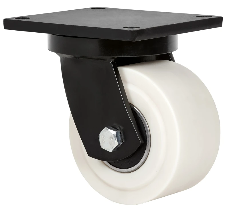 Rueda media carga industrial abalonada fija poliuretano verde fundido Alex