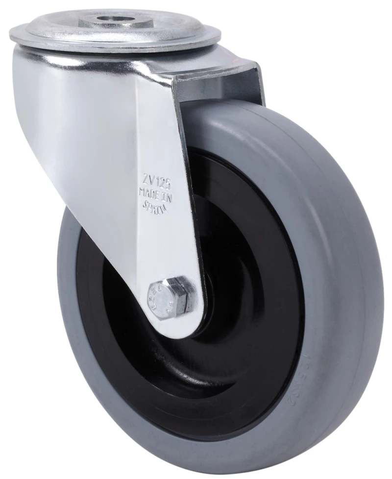 Rueda inoxidable giratoria goma Alex