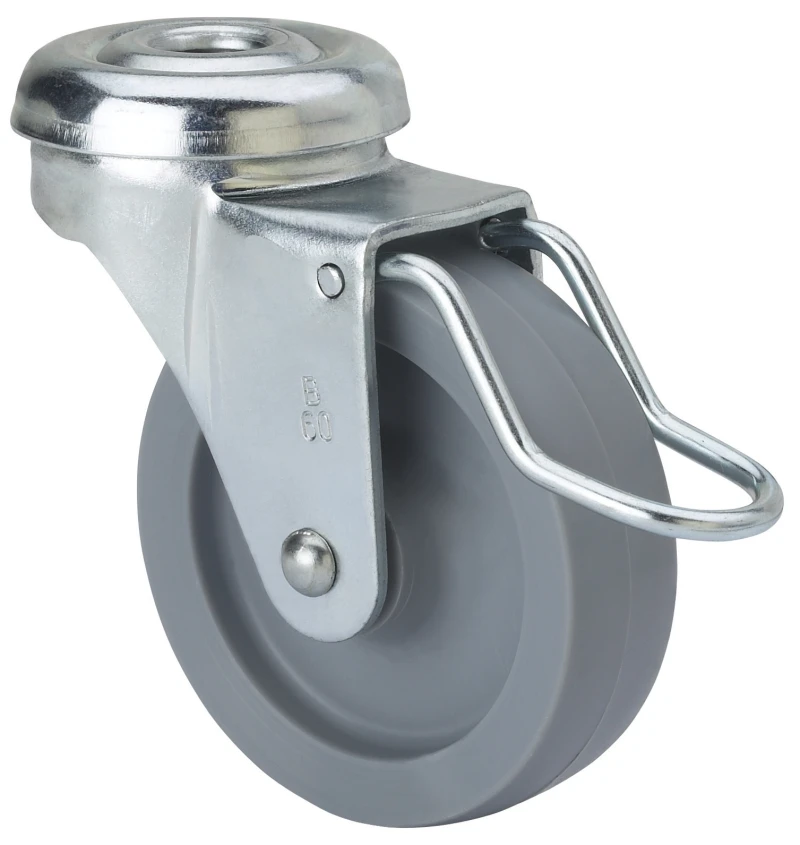 Rueda mueble auxiliar giratoria con freno polipropileno Alex