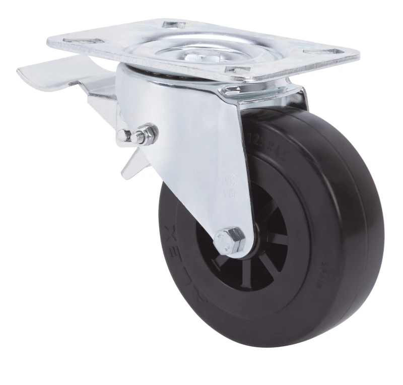 Rueda industrial alta carga muelle resistente giratoria con freno poliuretano verde fundido Alex