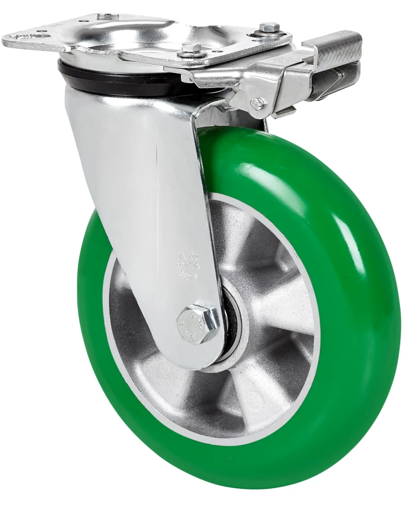 Rueda para mobiliario clínico hostelería colectividades agujero co freno goma termoplástica gris Alex