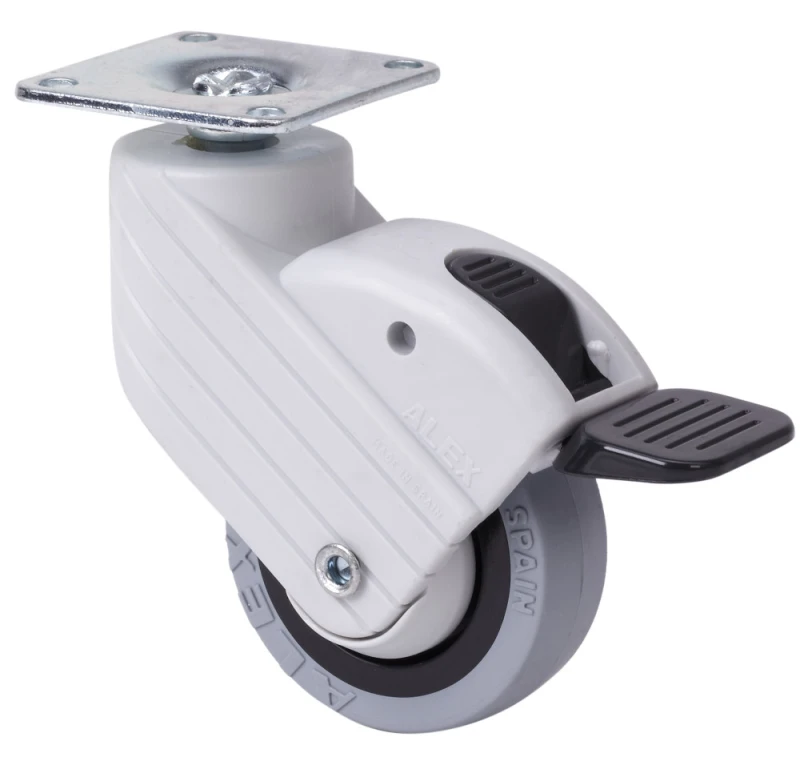 Rueda industrial giratoria con freno alta carga poliuretano Alex