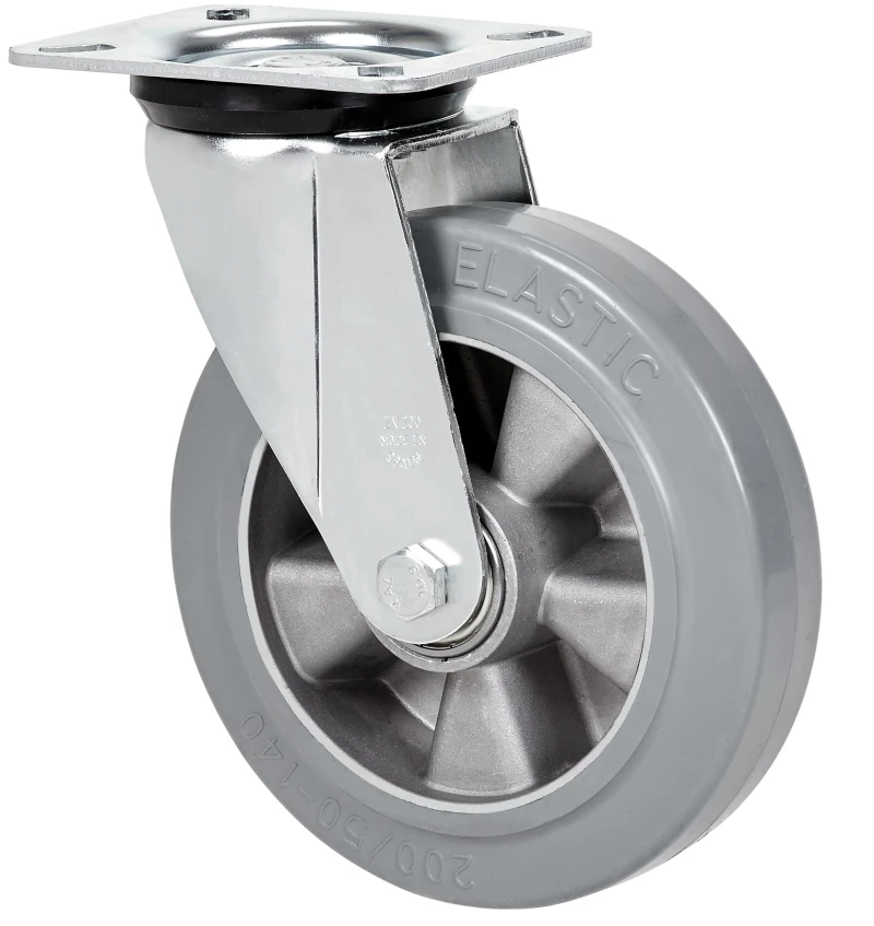 Rueda hostelería mobiliario clínico giratoria con freno poliamix blando  Alex