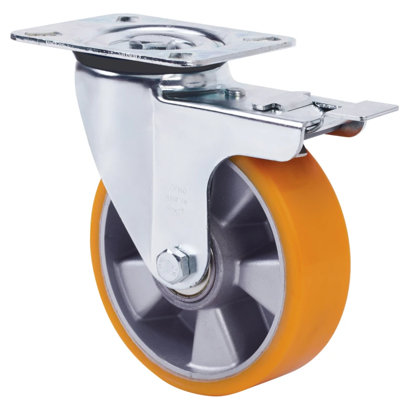 Rueda industrial giratoria con bloqueo alta carga poliuretano Alex