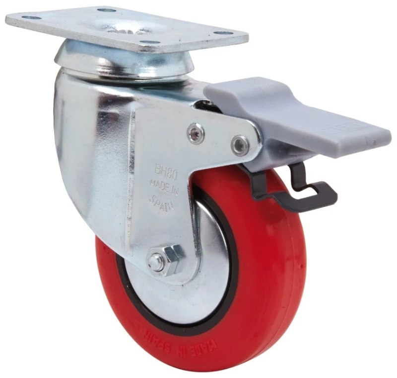 Rueda hostelería giratoria con freno poliuretano Alex