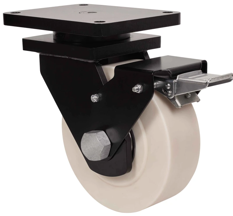 Rueda alta carga factorías químicas bloqueo direccional nylon fundido extrafuerte blanco Alex