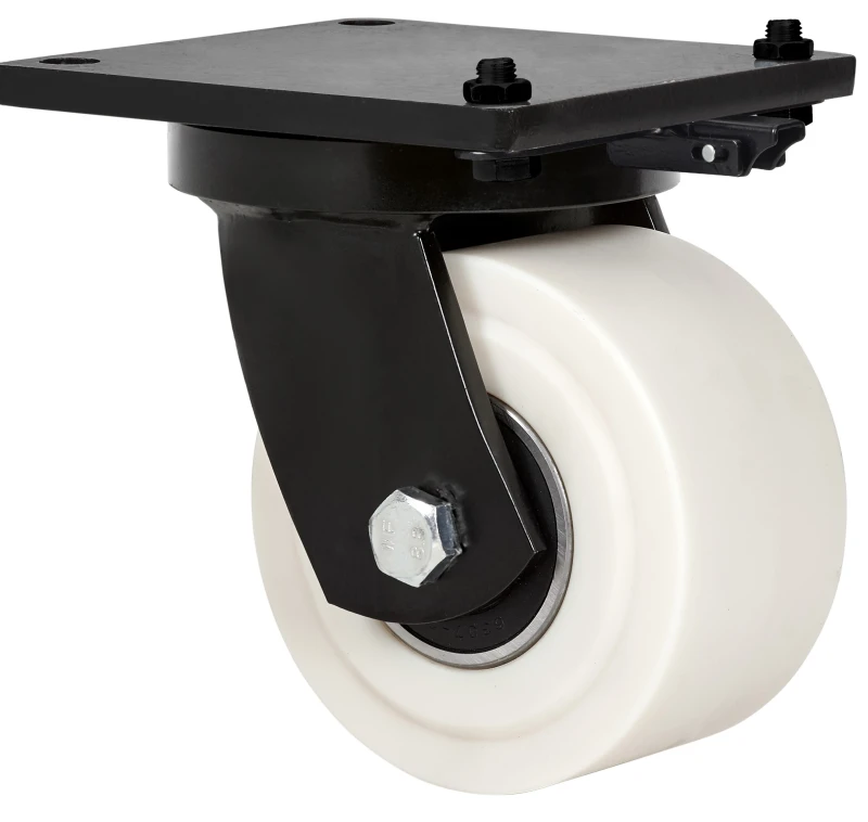 Rueda media carga industrial abalonada agujero poliuretano verde fundido Alex