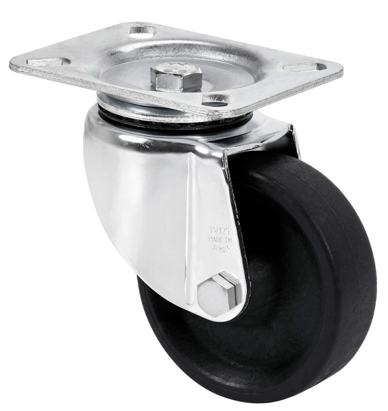 Rueda hostelería mobiliario clínico agujero con freno poliuretano inyectado rojo Alex