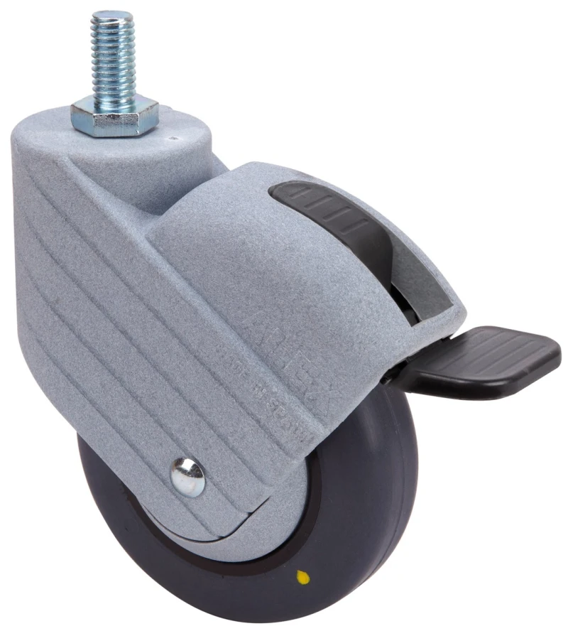 Rueda conductiva para hostelería mobiliario clínico hospitalario de espiga roscada con freno Alex