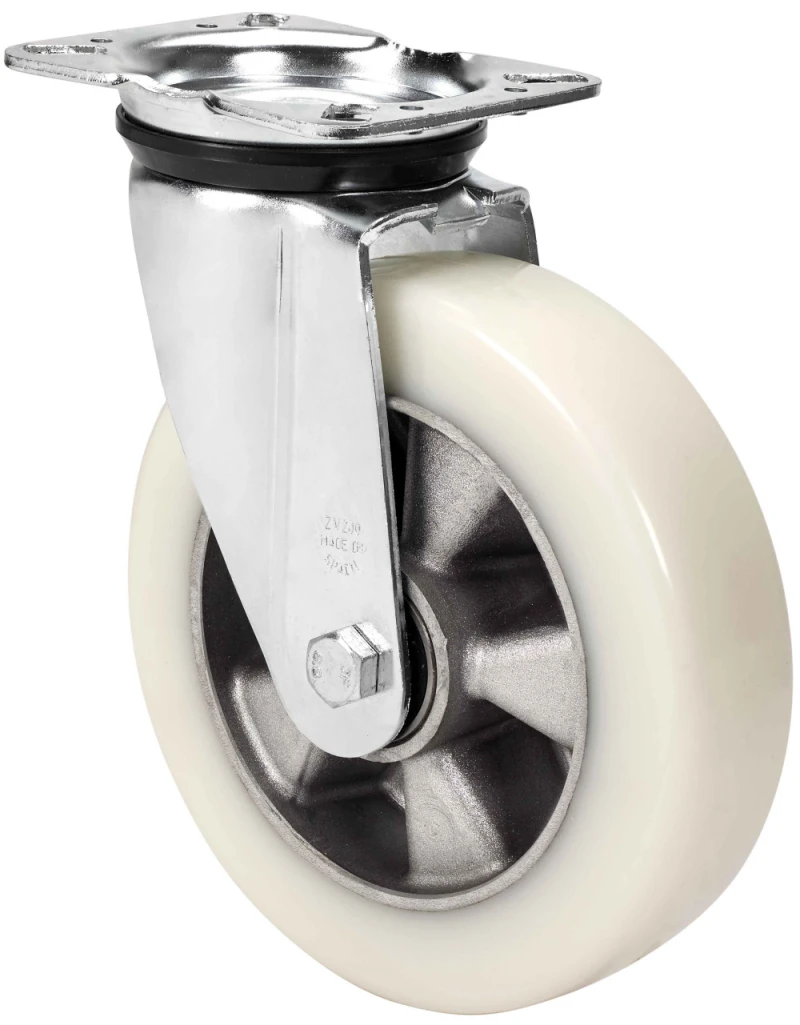 Rueda media carga industrial giratoria goma elástica gris no deja huella Alex