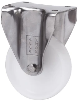 Rueda de acero inoxidable alta y media carga fija poliamix blanco Alex