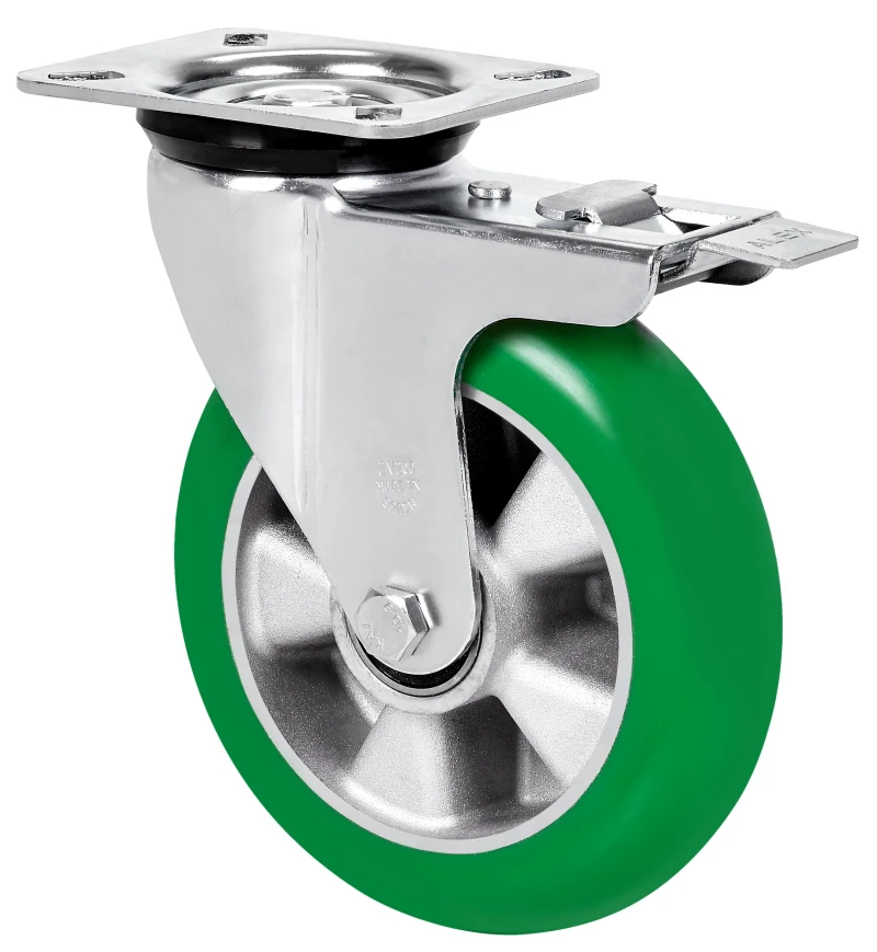 Rueda para mobiliario clínico hostelería colectividades agujero goma termoplástica gris Alex