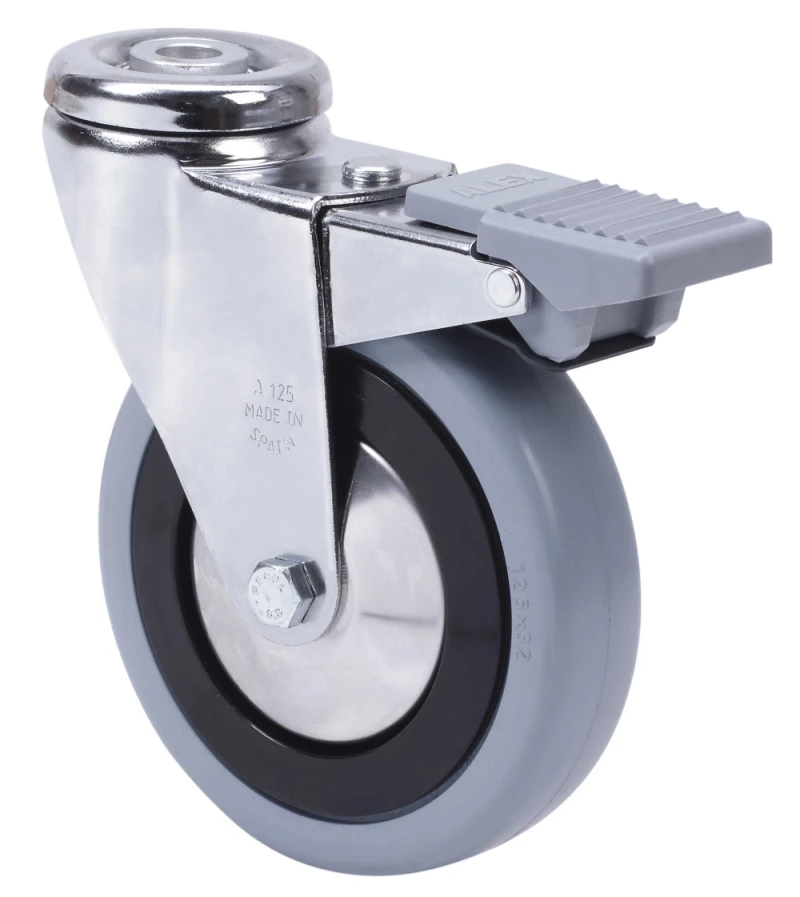 Rueda hospital giratoria con freno poliamix Alex