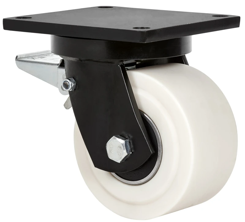 Rueda media carga industrial abalonada bloqueo direccional poliuretano verde fundido Alex