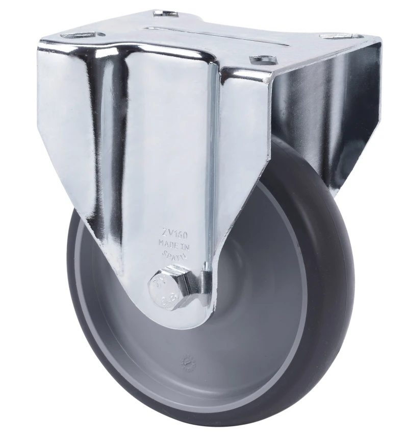 Rueda  transporte industrial fija media carga goma gris inyectada Alex