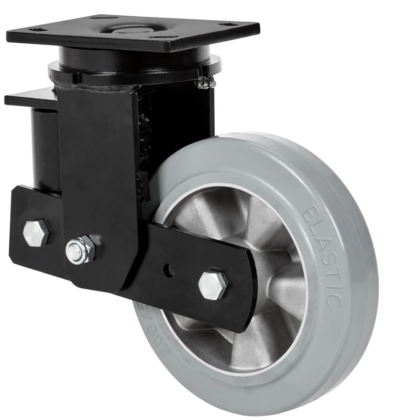 Rueda media carga giratoria alta temperatura goma negra Alex