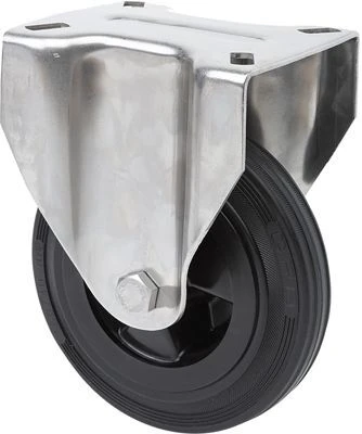 Rueda inoxidable fija goma Alex