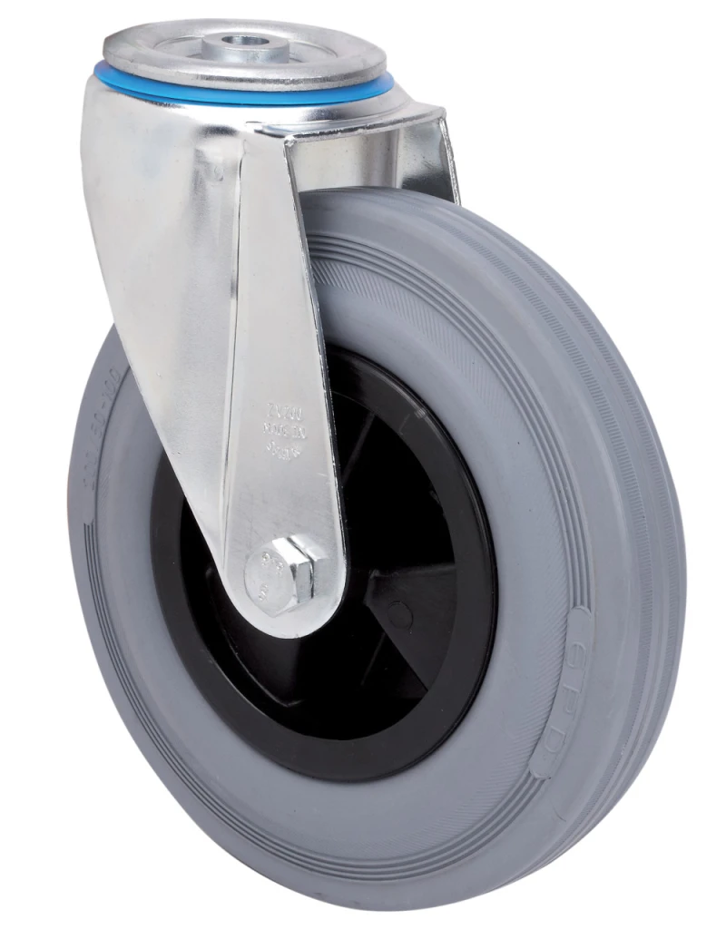 Rueda industrial agujero alta y media carga goma gris natural no deja huella Alex