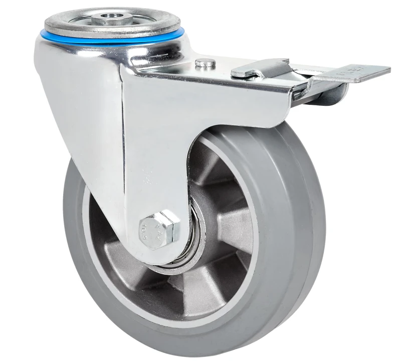 Rueda decoración giratoria con freno transparente de poliuretano Alex