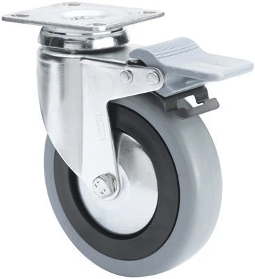 Rueda hostelería y decoración giratoria con freno poliamix Alex