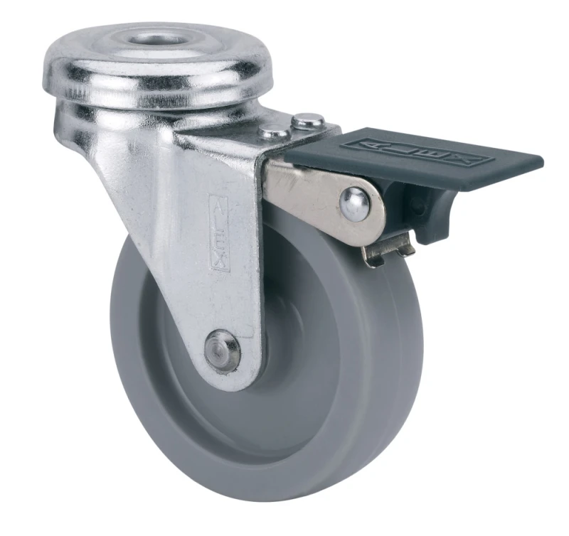 Rueda mueble auxiliar giratoria con freno polipropileno Alex