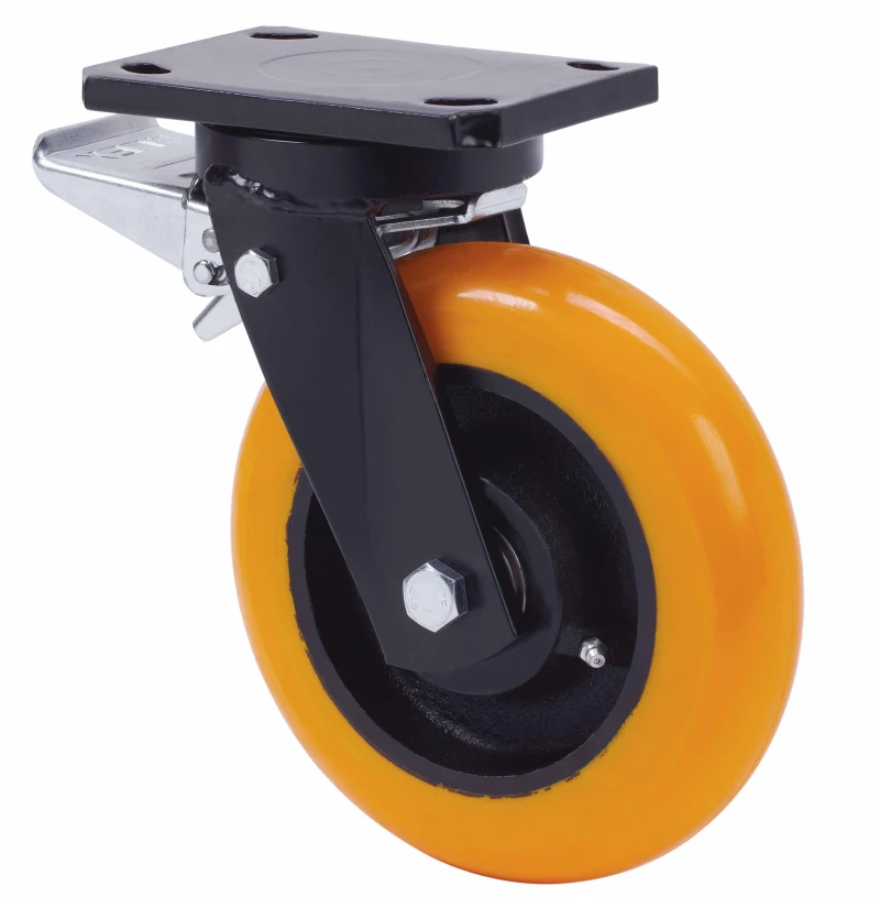 Rueda industrial giratoria con freno alta carga poliuretano Alex