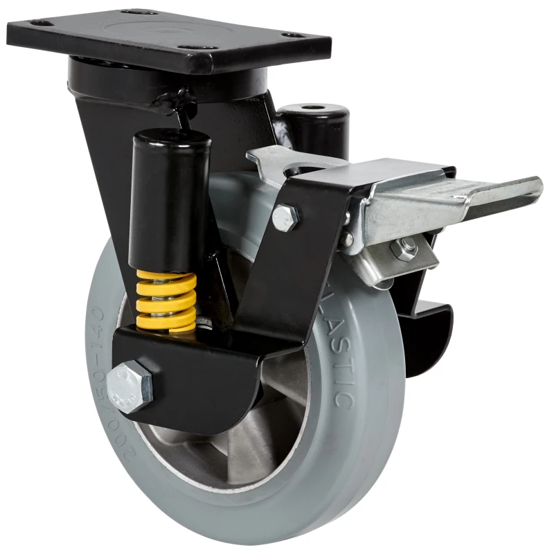 Rueda conductiva hospitalaria media carga giratoria con freno poliuretano gris conductivo Alex