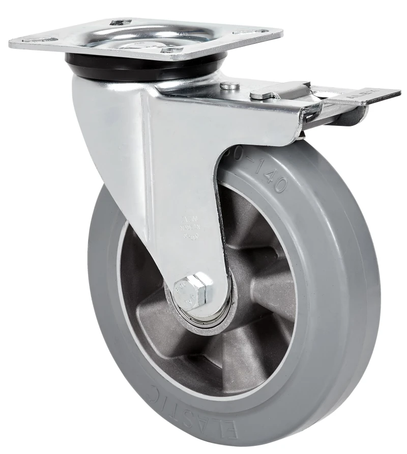 Rueda hostelería mobiliario clínico agujero con freno poliamix blando  Alex