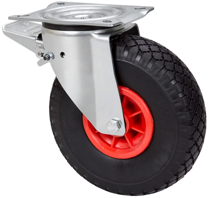 Rueda media carga  industrial giratoria con freno goma gris inyectada Alex