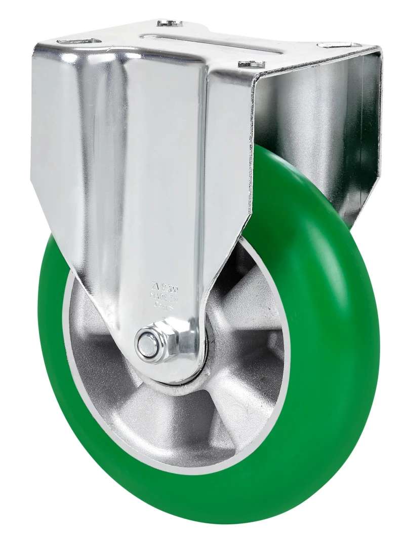 Rueda para mobiliario clínico hostelería colectividades bloqueo direccional goma termoplástica gris Alex