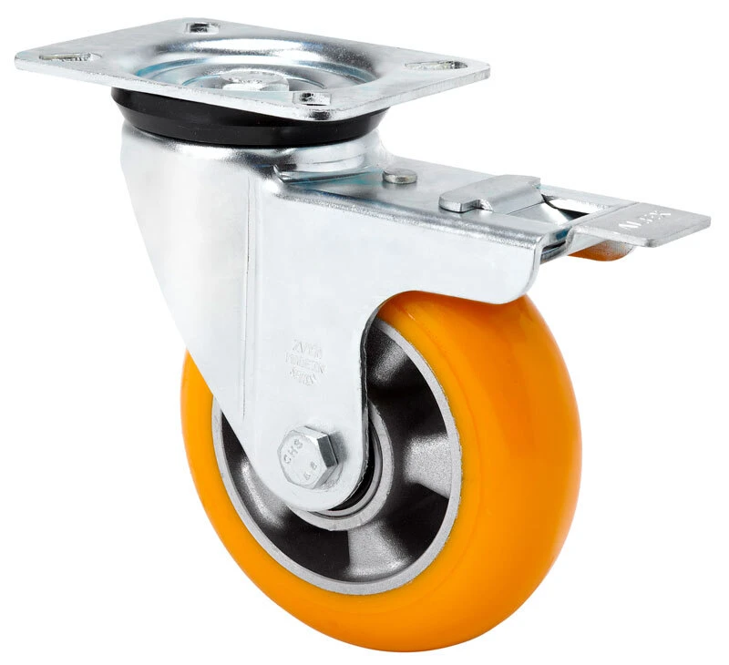 Rueda neumática remolques carros alamacén plataformas giratoria con freno  llanta poliamix Alex